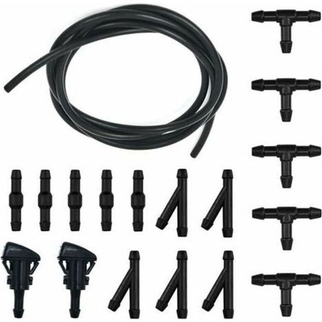 Durite Lave Glace, Kit de Tuyau Essuie Glace, 5M Tuyau de Liquide de Lave-Glace, avec raccord de tuyau 15 Pices + 2 Pcs Buse, (1/5)