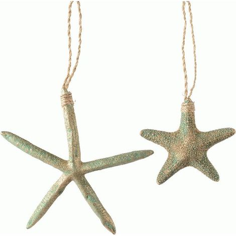 DECORAZIONE APPENDIBILE STELLA MARINA CON CORDA BLU/ORO ASSORTITA ACCESSORI DECORO CASA