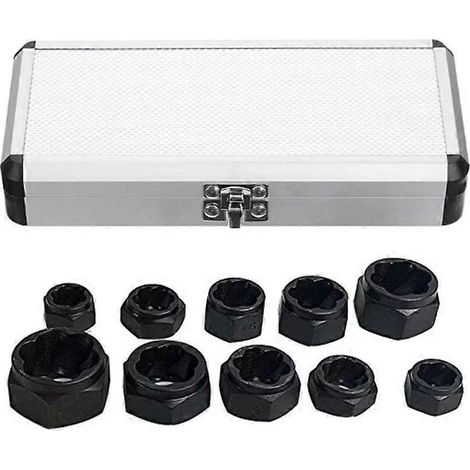Jeu de 11 douilles de 9 à 19 mm pour extraire les boulons, écrous et vis endommagés. (1/5)
