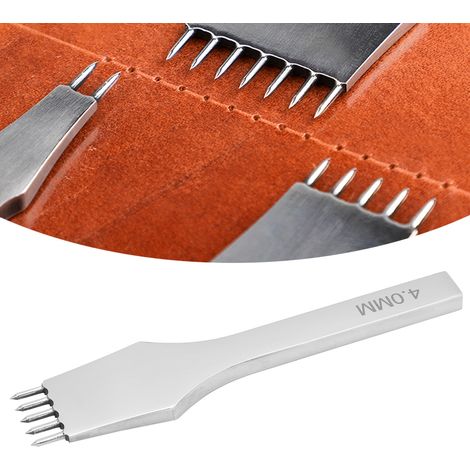 Rundstanze (4 mm) zum Durchstechen von Leder, Werkzeug für Lederbearbeitung und Bastelarbeiten, 5-zackige Stanze (1/5)