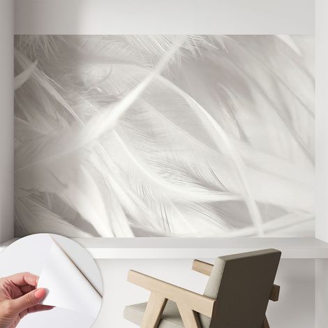 Selbstklebend Tapete modern - Wanddeko für Küche - Klebefolie Wand - luxus Look Zarte Federn 104x70 cm (1/5)