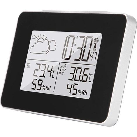 Station météo sans fil – Affichage intérieur/extérieur, prévisions 8h, alarme, rétroéclairage – Portée 60m (1/5)