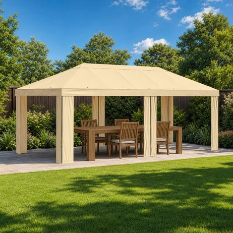 Housse de Gazebo 6 x 3 m Crème Polyester 190 gsm (1/5)