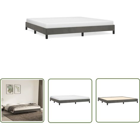 The Living Store Bettgestell ohne Matratze Dunkelgrau 200x200 cm Samt - Samtbettwäsche - Doppelbett - Boxspringbett - Bettrahmen - Luxusbett (1/5)