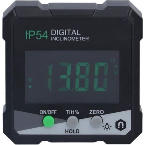 Inclinomètre numérique portable 4x90° avec rétroéclairage LCD, rapporteur numérique, rapporteur magnétique multifonctionnel simple face, mode de mesure relative (1/4)