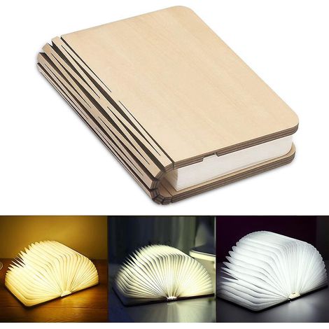 lampe De Livre En Bois, Mini Lampe De Livre Led Pliable, Batterie Au Lithium Magntique Rechargeable Par Usb, Dcoration De Chambre Clairante, Lampe (1/5)