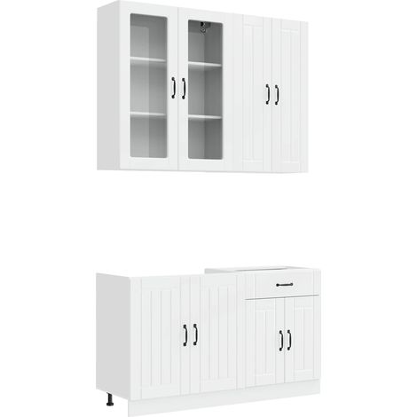 Kitchen Unit LUCCA 4 pcs High Gloss White Engineered Wood vidaXL