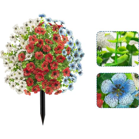 Plantes en pot avec piquets de sol, fausses feuilles d'eucalyptus violettes, arbustes artificiels, arbres à feuilles persistantes, 2 pièces (1/5)