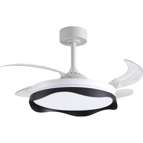 Ventilator dc Wellen schwarz, 4 einziehbare Flügel, 72w led 300040006000k, h.35xd.108/50cm