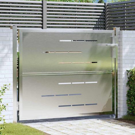 Garden Gate 85 x 70 cm Stainless Steel Silver Lockable vidaXL (1/5)