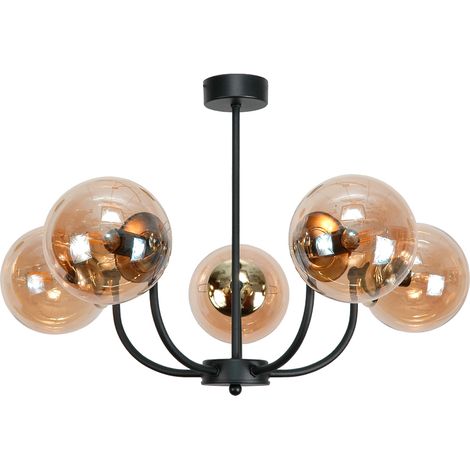Lámpara de techo colgante con pantalla de cristal negro ámbar 15-130 esti NED