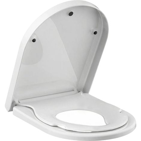 D-förmiger Toilettensitz, UV-Duroplast-Material, Standard D-förmiges Design, Kompatibel mit Standard-Toilettenschüsseln, Sanftschließmechanismus, (1/5)