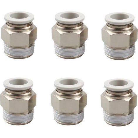 6pcs Connecteur Rapide D'air Raccords Pneumatiques Connecteur Raccords Rapides Dia 6mm(Blanc,Pt1/8) Lemroe (1/5)