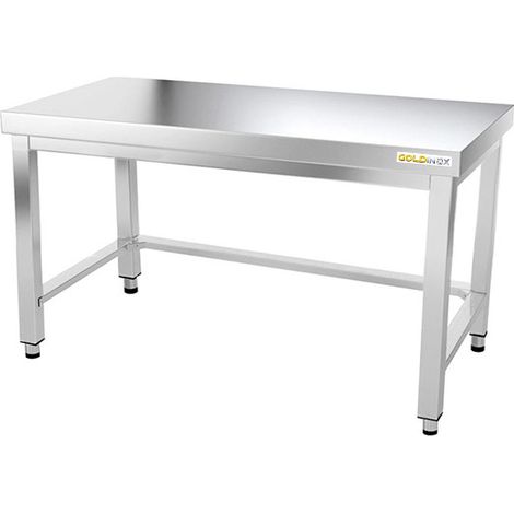 Table de travail en inox soubassement 1600 x 500 mm avec renfort PREMIUM - GOLDINOX (1/4)