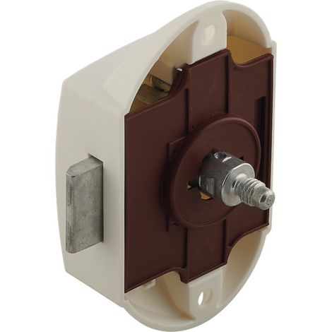 Serrure espagnolette à poussoir grand modèle axe 25mm en plastique idéal bateaux caravanes vans Verrou Fermeture Sécurité Bouton Push-lock, blanc (1/3)