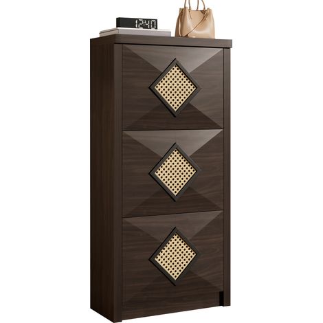 CHICFURN Scarpiera salvaspazio 54x25x115 cm marrone scuro con 3 vani a ribalta (1/5)