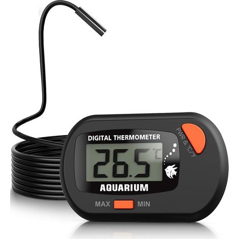 Thermomètre Aquarium avec sonde et ventouse, Thermomètre d'aquarium numérique LCD de température de l'eau pour aquarium, reptile marin, terrarium (1/5)