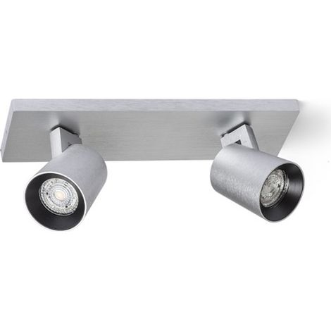Faretto KENNY II plafoniera/applique  alluminio pettinato/nero 230V GU10 2x35W