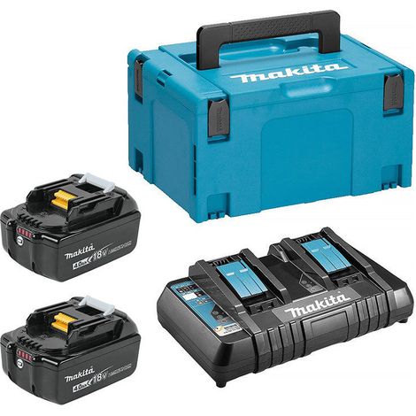 Power Pack MAKITA 18V Li-Ion + 2 baterías 18V 4.0Ah + 1 cargador doble con maletín MAKPAC - 197504-2