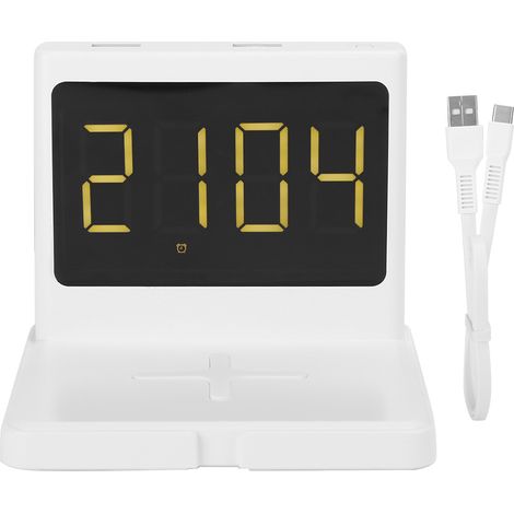 Réveil sans fil Qi 15W T11 - Charge rapide multifonction - Blanc (1/5)