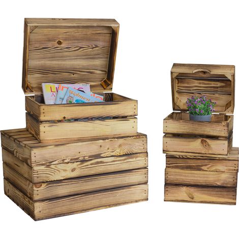 Holztruhe Assos geflammt in verschiedenen Grössen ASSOS XS 27,5x20x21,5 cm (mit Griff) (1/5)