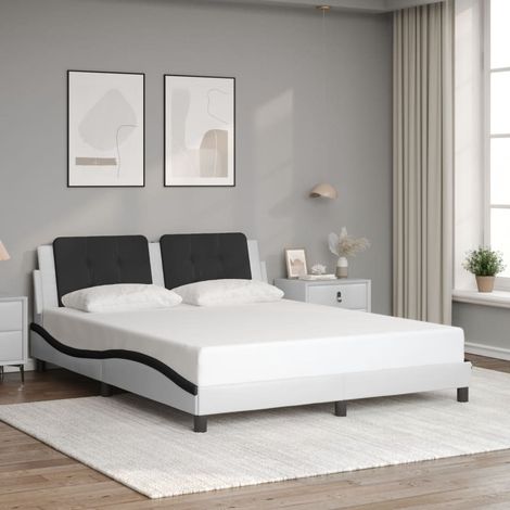 Giroletto senza Materasso Zadar Nero e Bianco 160x200 cm in Similpelle vidaXL (1/5)