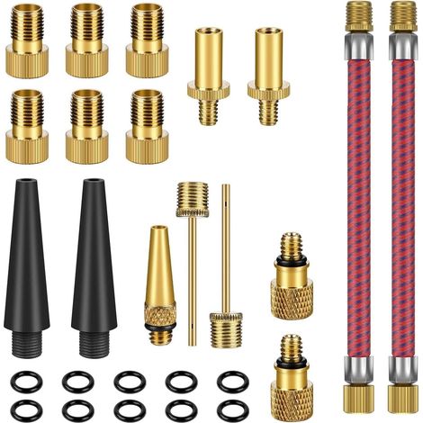 2 Stück  Fahrradventil Adapter, Fahrrad Ventil Set DV SV AV, Französisches Ventil Adapter,Kompressor Ventiladapter,Luftpumpe Adapter für Alle Fahrradventile (1/5)