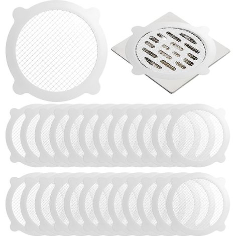 25 Pack Disposable Shower Drain Hair Catcher with 4 Fixing Feet, Waterproof Mesh Stickers Drain Cover for Bathroom, Kitchen and Bathtub, Easy to Peel and Stick Hair Trap (1/5)