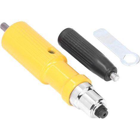 Adaptateur pour pistolet à riveter, kit d'outils de rivetage sans fil en acier allié pour perceuse électrique, jaune (1/5)