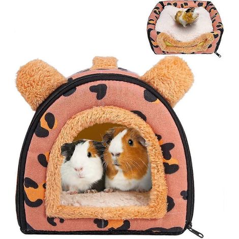 Maison-lit pour cobayes - Un lit confortable en forme de grotte pour les hamsters de toutes tailles, avec un tapis, convenant aux hamsters et aux lapins. (1/5)