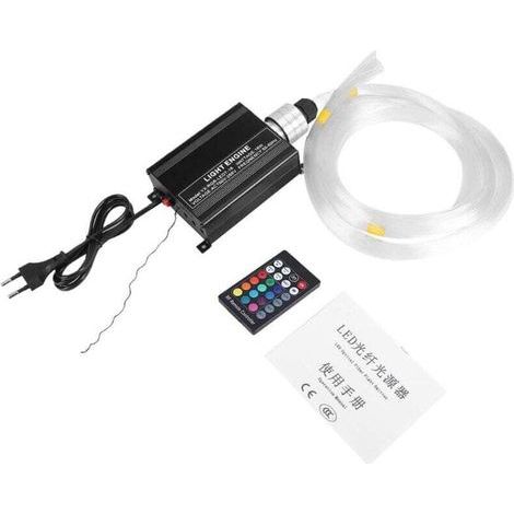 Lumière à fibre optique LED 16 W RGBW 0.75 mm x 2 m pour réaliser un ciel étoilé avec éclairage à fibre optique + télécommande RF 24 Key. 150 pièces (EU Plug)