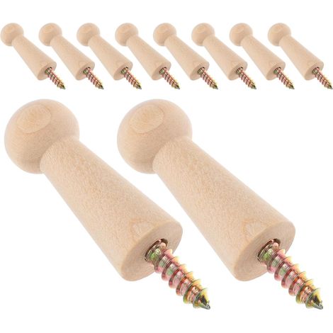10 crochets muraux bois - M4 - pour rangement et vêtements (1/5)