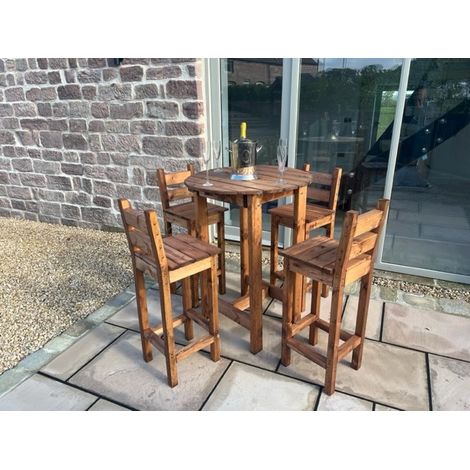 Charles Taylor 4 Seater Wooden Alfresco Bar Counter Table & Bar Stool Chair Set (1/5)