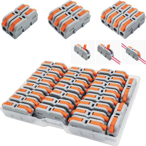 Connecteur Electrique, SPL-1M Borne de Connexion électrique, Mini Bornier Electrique, Levier-Ecrou Fil Connecteur, Peut être Librement Combiné (25 pièces) (1/5)