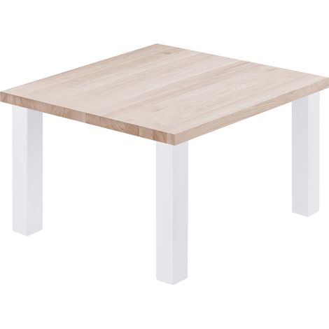 LAMO Manufaktur Esstisch Küchentisch, 60x60x47 cm (AxBxH), Classic, Roh / Weiss, LKG-01-A-001-9016Cl (1/5)