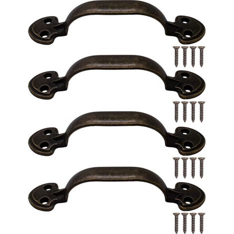 Set aus 4 antiken Möbelgriffen aus gealtertem Messing in Bronzeoptik, 115 x 24 mm (1/5)