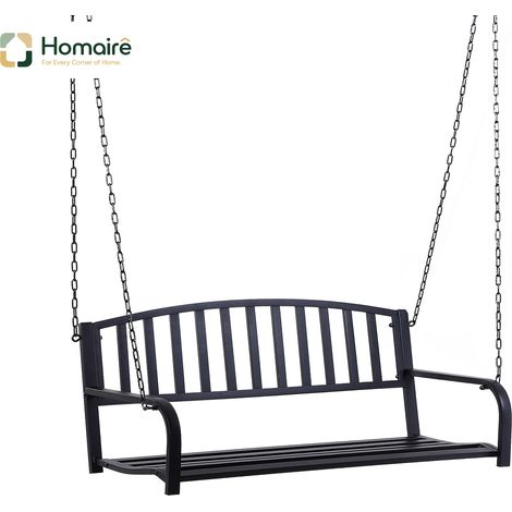 HOMAIRE Hollywoodschaukel Gartenschaukel 2-Sitzer Hängebank Metall Schwarz ideal für Garten & Terrasse (1/5)