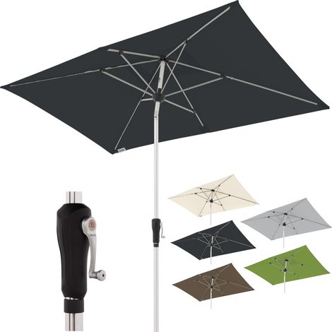 Parasol Alu Crank 220x140 cm, Anthracite, manivelle, UV 80+ (1/5)