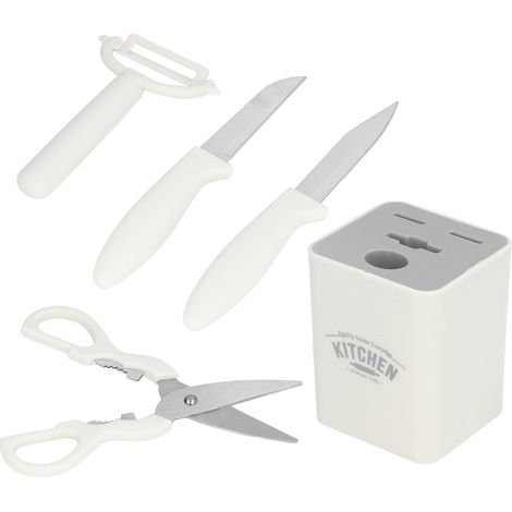 5-teiliges Grillset: Obstmesser, Sparschäler, Küchenschere, Aufbewahrungsgestell für Terrasse und Picknick (1/5)