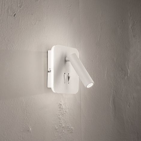 Applique SELLA 13 cm in metallo Bianco retroilluminata e spot LED orientabile (1/3)