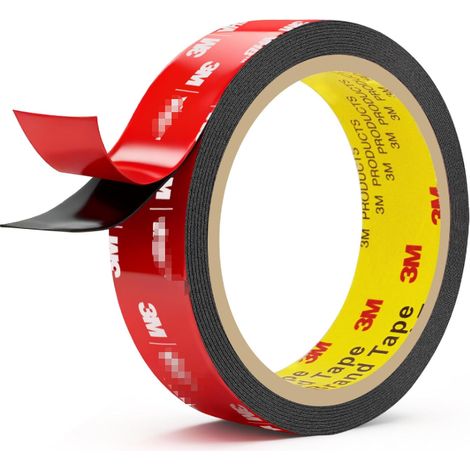Ruban adhésif double face fort 3M 2,5 cm x 300 m, ruban d'installation amovible – ruban adhésif double face, ruban en mousse solide, adapté pour les murs, accrocher des tableaux, coller des affiches,  (1/5)