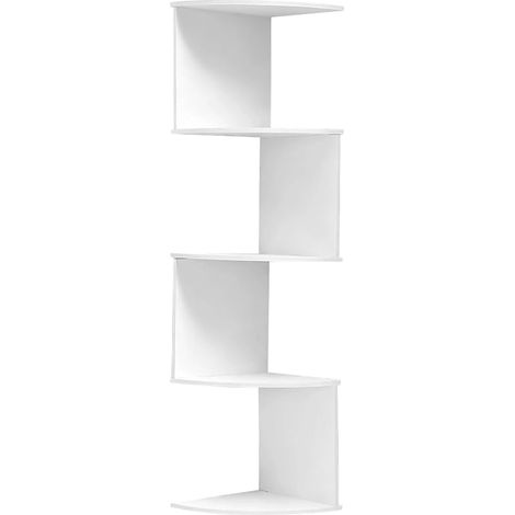 5 Niveaux Bibliotheque Murale, Meuble d'angle, Étagère d'angle, Étagère Murale Flottante, Étagère De Rangement pour Chambre à Coucher, Salon, Salle de Bain, Bureau à Domicile(Blanc) (1/5)