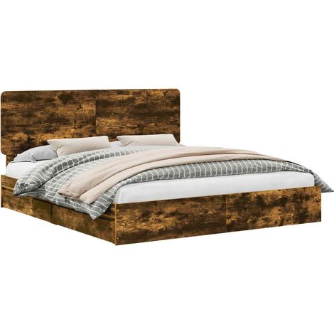Maison Exclusive - Letto con Contenitore con testiera Rovere fumé 180 x 200 cm