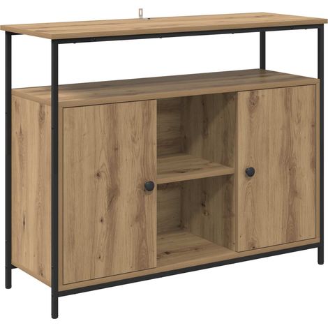 Vidaxl – Buffet en bois d'ingénierie chêne artisan 100 x 35 x 80 cm – Étagères intégrées – Design moderne pour salle à manger et cuisine