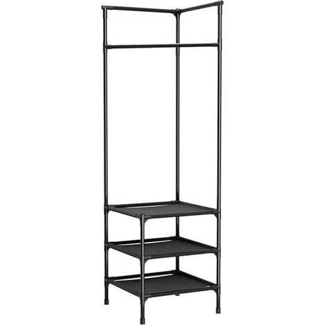 Porte-manteau d'angle Ineasicer en métal à 3 niveaux, étagère à chaussures et porte-vêtements autoportant pour la maison, le bureau ou la chambre.