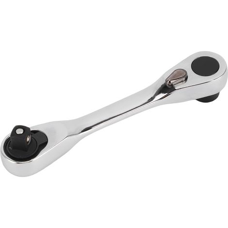 Mini clé à cliquet 1/4 po, double tête combinée, entraînement par douille à 72 dents, tournevis à engrenages, rotateur d'embouts, accessoire pratique, outil argenté (1/5)