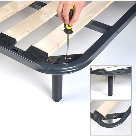 Pied de Lit - Métal Noir - Réglable 18 à 33 cm - Pour Lit Standard - 2 Pièces (1/4)
