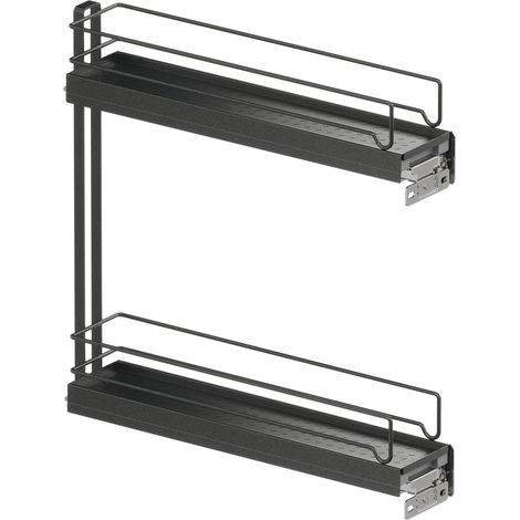 Vauth-Sagel VS SUB Slim Drahtkorb Classic - Set für Küchenunterschränke mit KB 150mm - Korbablage mit Stahldraht, Stahl pulverbeschichtet lava