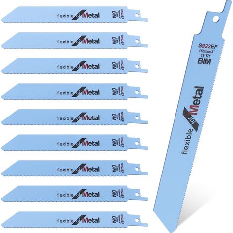 10 Pièces Lames de Scie Alternative en Métal, 150mm Flexible Lame Scie Sabre, Accessoires Scie Alternative pour Bois, Plastique, Métal (1/5)