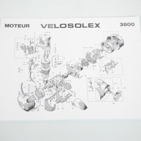 Poster Nomenklaturteil Motor für Solex 3800 neu schwarz-weiß